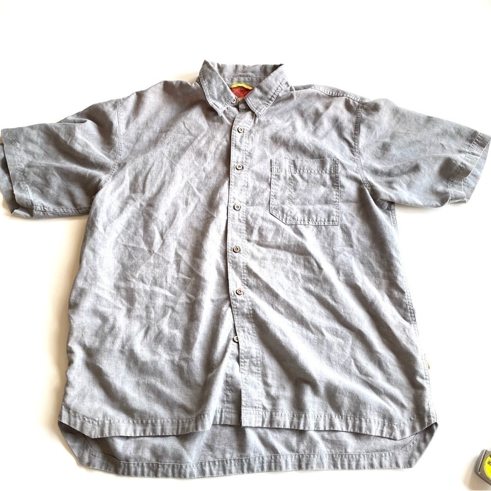 Royal Robbins Short Sleeve Button Up Denim Chambray Feel Size XL